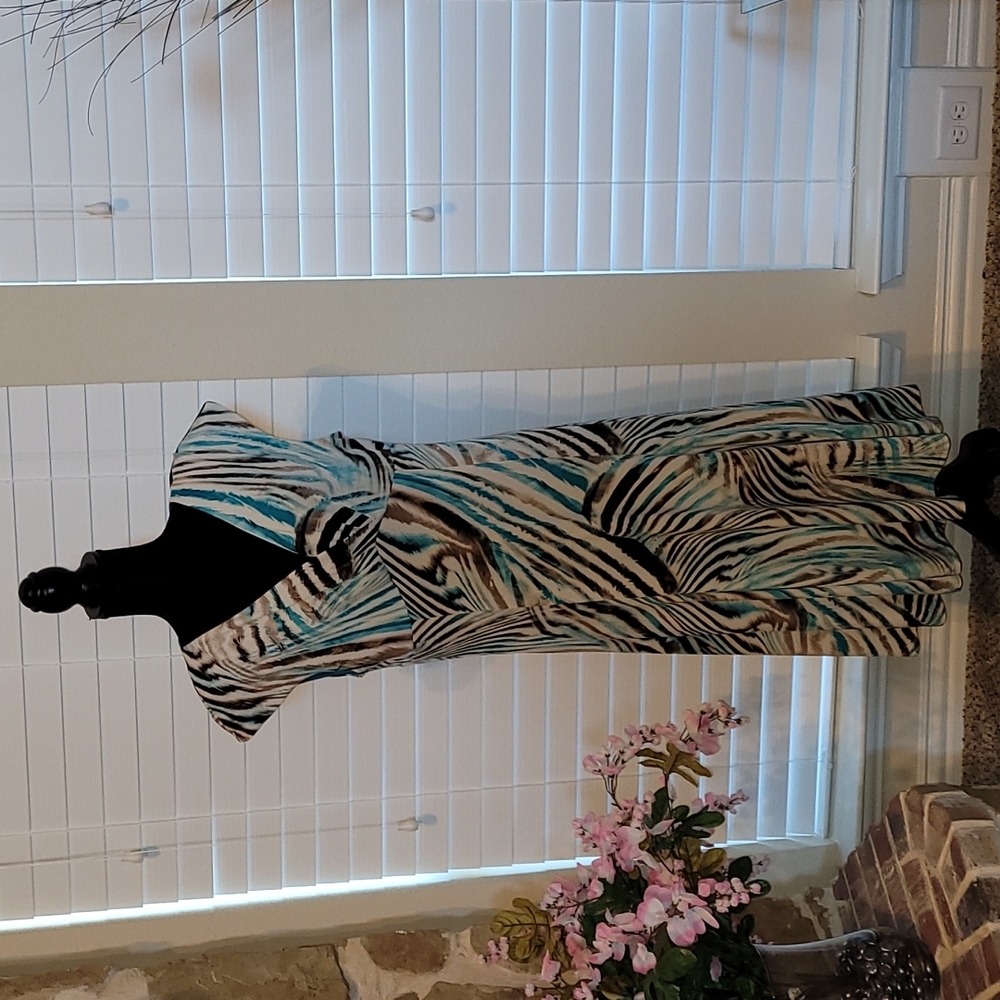 💙Turquoise/Brown/White Zebra Print Dress💙